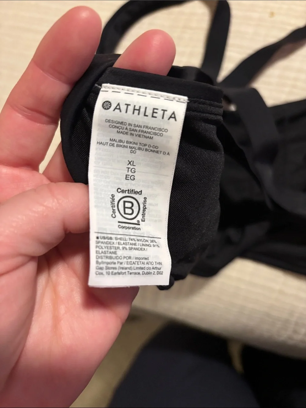 Athleta Black Scoop Neck Swim Bikini Top